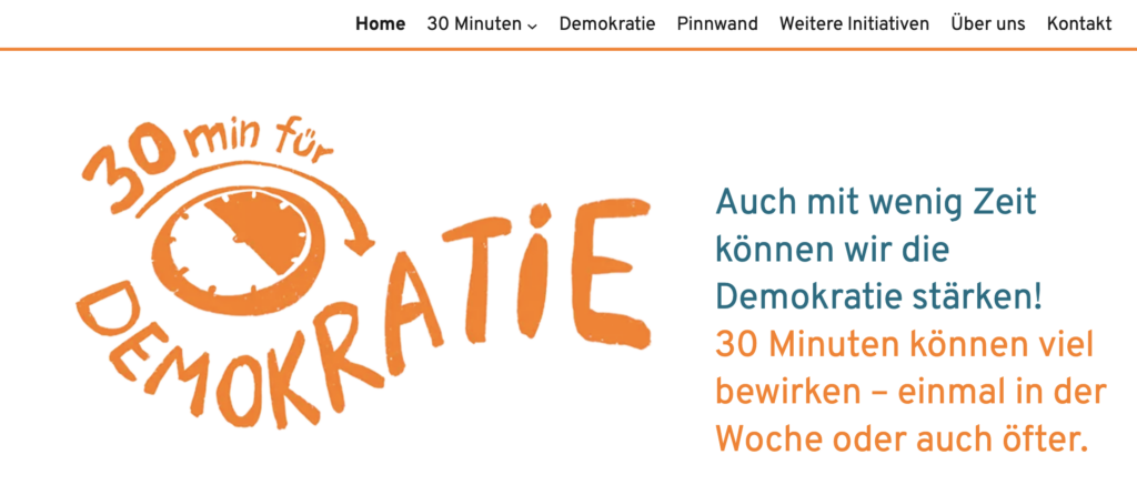 Screenshot Startseite 30 Minuten für Demokratie